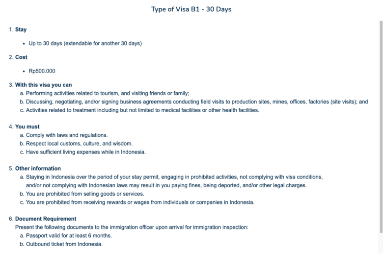商用目的e-VOA "B1"について